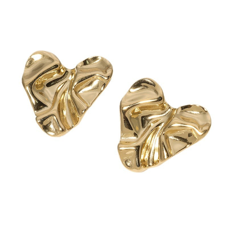 Orecchini a perno minimalisti a forma di cuore in acciaio al titanio placcato, da donna