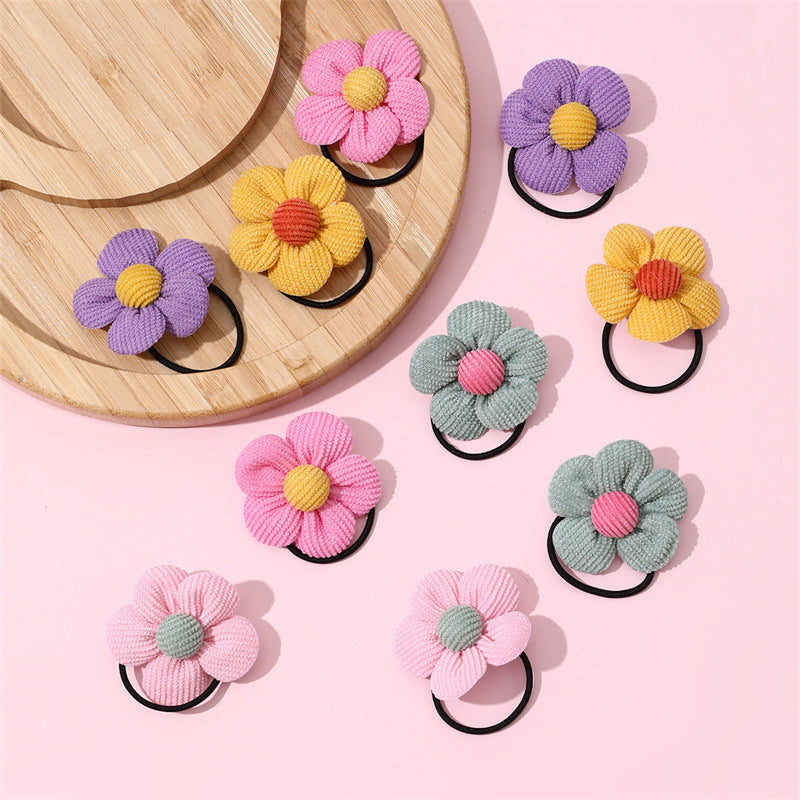 Set di Elastici per Capelli Floreali Carini per Bambini - Accessori per Capelli in Tessuto Colorati a Forma di Fiore, Confezione da 10 Pezzi