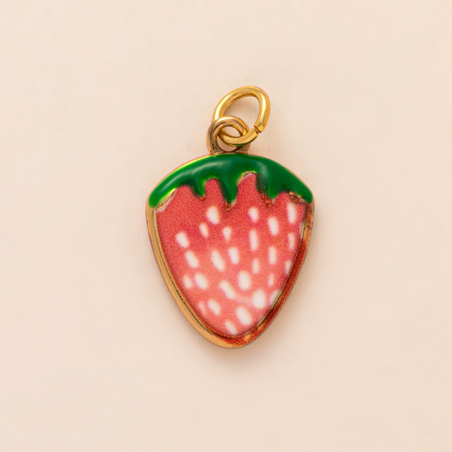 Vintage Floral Brass Plated Pendant Necklace with Strawberry Cherry Snail Fish Charms