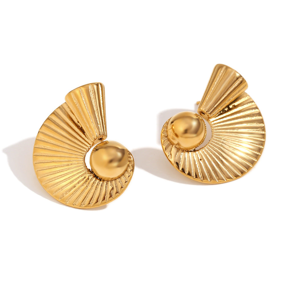 Orecchini a perno da donna Fashion OL minimalisti in acciaio inossidabile placcato oro 18K a forma di cuore, fiore e ventaglio