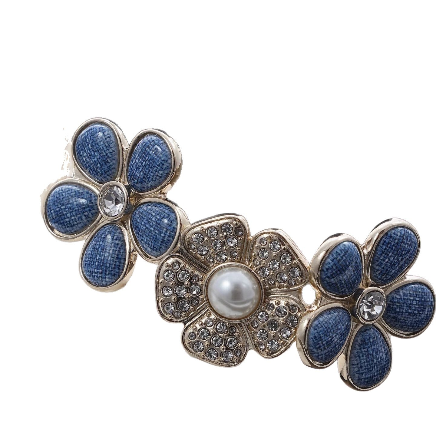 Luxury Gold Plated Brass Camellia Flower Rhinestone Open Cuff Bracelet for Women