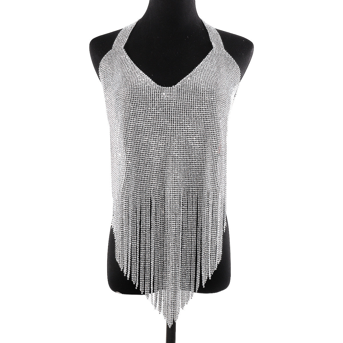 Cadena Corporal Geométrica para Mujer con Base de Aleación, Incrustaciones de Pedrería y Cadena de Aluminio, Longitud Ajustable 55-105.5 cm