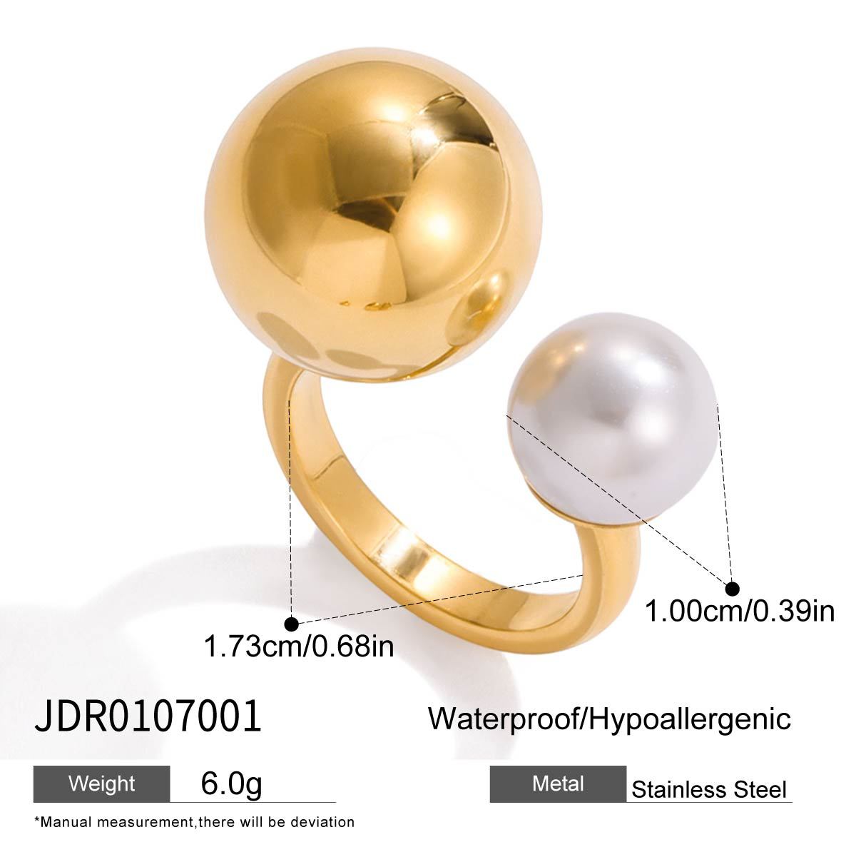 Anello da donna placcato in acciaio inossidabile e titanio geometrico con finitura perlata