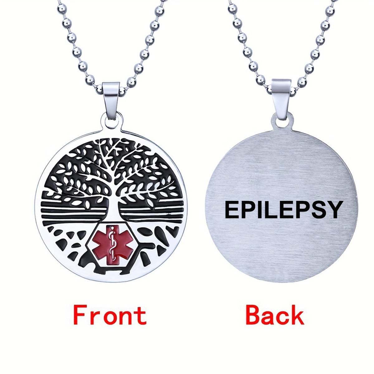 Elegant Geometric Tree of Life Pendant Necklace in Stainless Steel with Polished Titanium Steel Charm and Daisy Floral Accents for Women