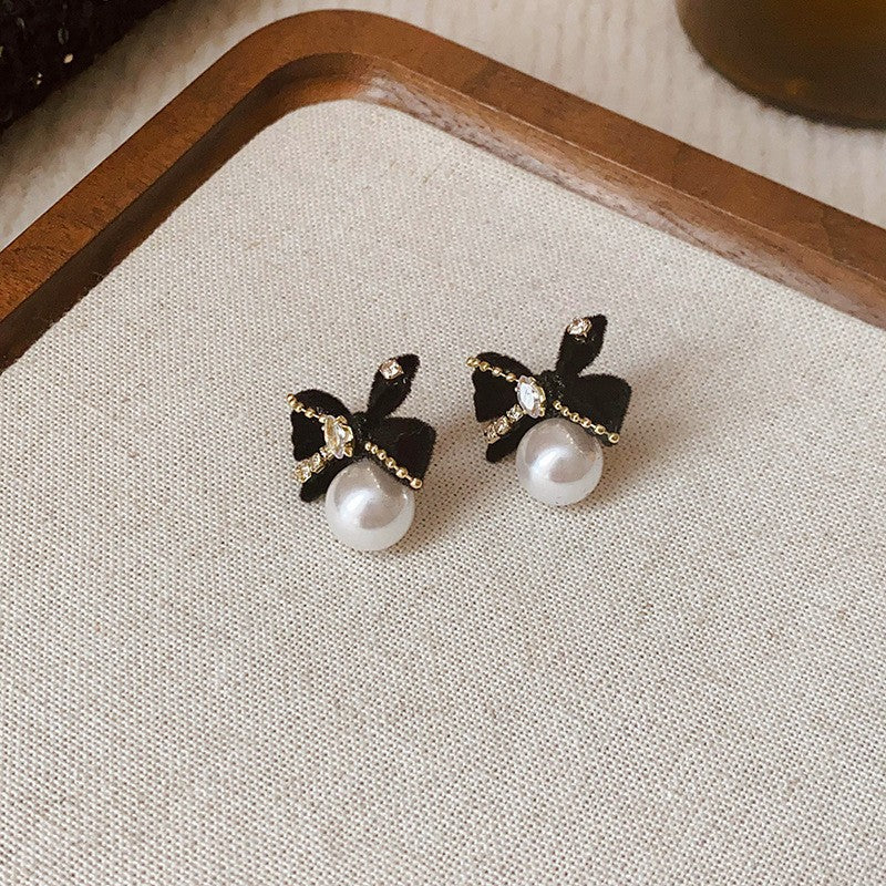 Chic French Vintage Floral and Geometric Earrings with Pearl Inlay in 925 Sterling Silver for Women