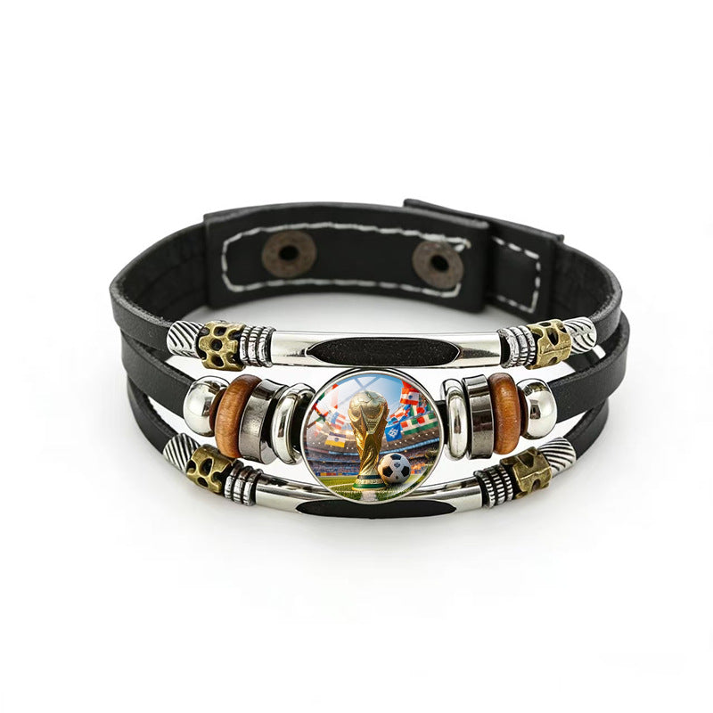 Bracciale in pelle placcato geometrico unisex