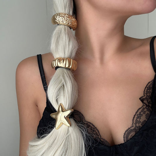 Fashion Casual Hammered Alloy Bow Hair Rope Set