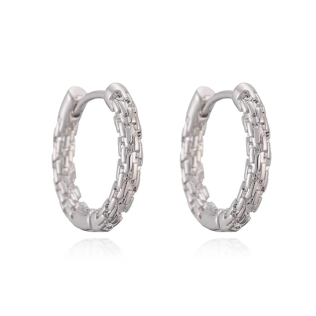 Vintage 18K Gold Plated Brass Geometric Hoop Earrings for Women