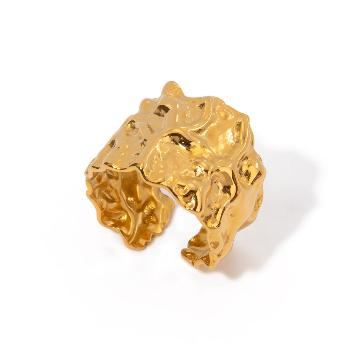 Geometric Round Plated Stainless Steel Ring for Women