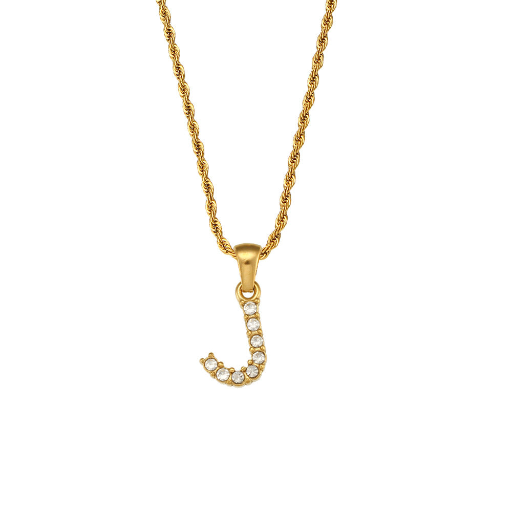 Collana da donna minimalista con pendente a lettera in stile Ins, catena in acciaio inossidabile e pendente in acciaio al titanio placcato