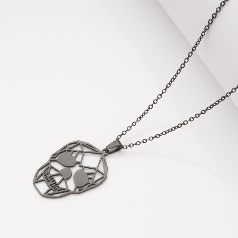 Gothic Hip-Hop Style Hollow Skull Pendant Necklace in Stainless Steel with Titanium Steel Pendant and Plated Finish