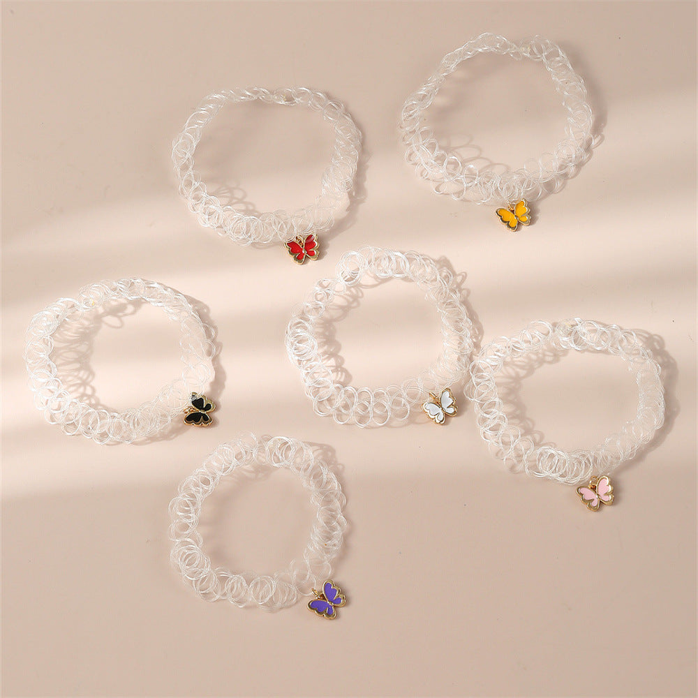 Juego de pulseras de aleación con forma de mariposa estilo dibujos animados para niños con diseño minimalista y empaque individual
