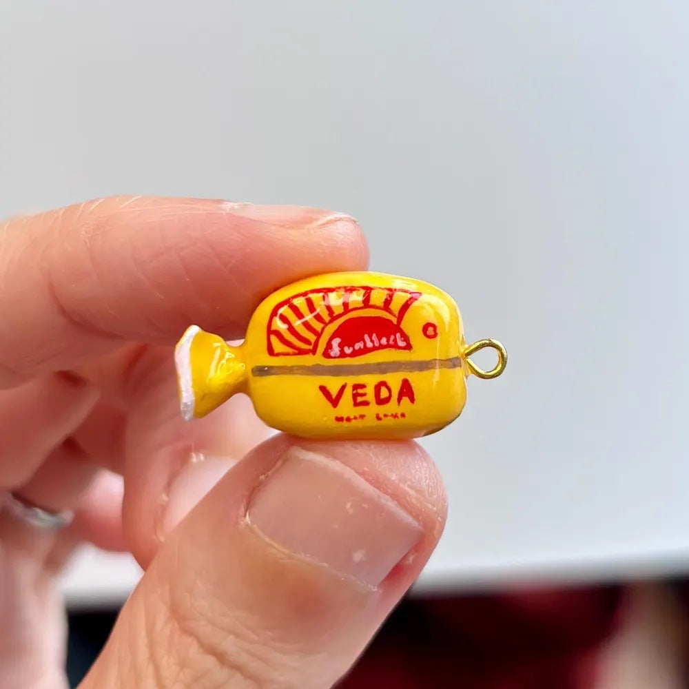 Vintage 18K Gold Plated Drip Oil Candy Charm Bar for Women