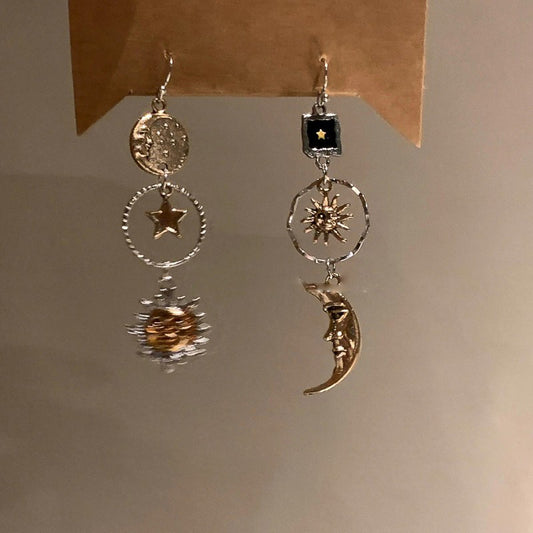 Orecchini a Gancio da Donna Girasole Bohémien Vintage con Placcatura in Lega e Perni in Argento Sterling, Orecchini Minimalisti alla Moda con Design a Motivo Naturale
