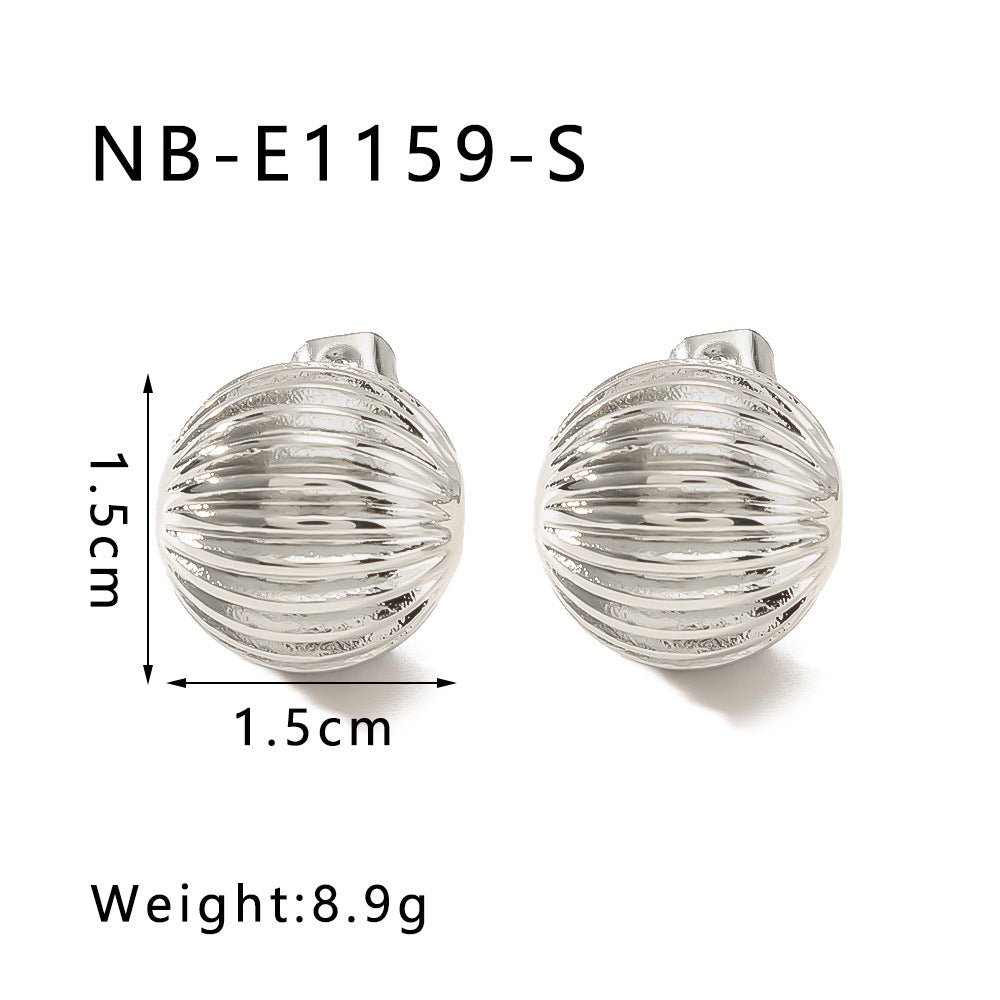 Orecchini a Cerchio Minimalisti Geometrici Semisferici in Acciaio Inossidabile con Placcatura Sottovuoto in Oro 18K da Donna