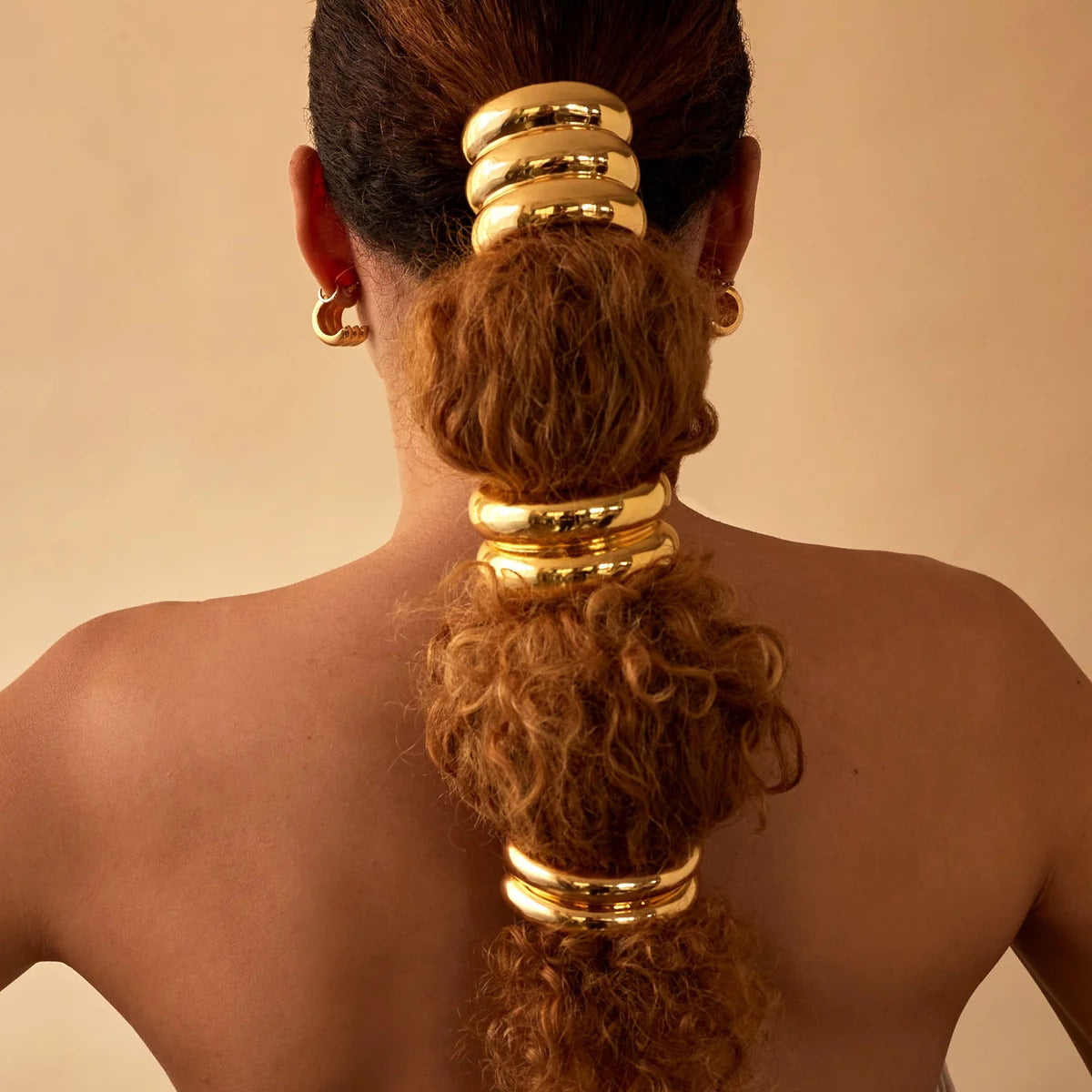 Fermaglio per Capelli Minimalista ad Arco in Acciaio Inossidabile con Finitura Placcata per Coda di Cavallo