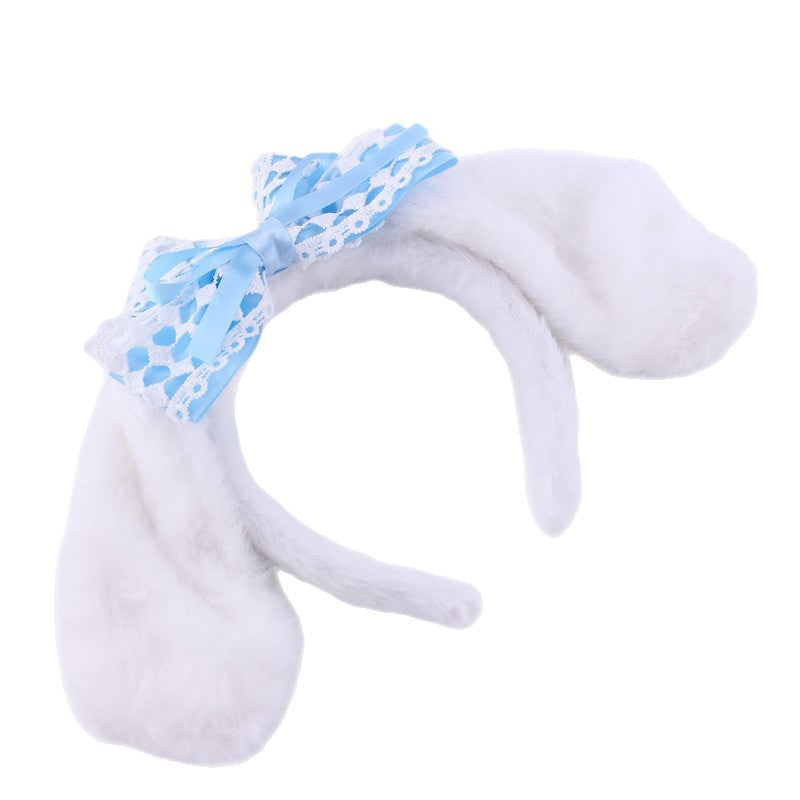Bonita diadema de felpa para lavarse la cara para mujeres y niñas con ribete de encaje y diseño geométrico de tela para aplicar mascarillas