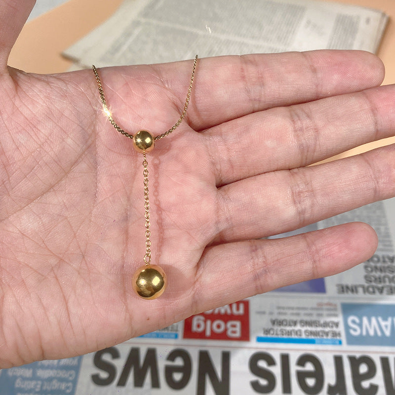 Minimalist Geometric Stainless Steel Necklace with Polished Finish and Delicate Fringe for Women