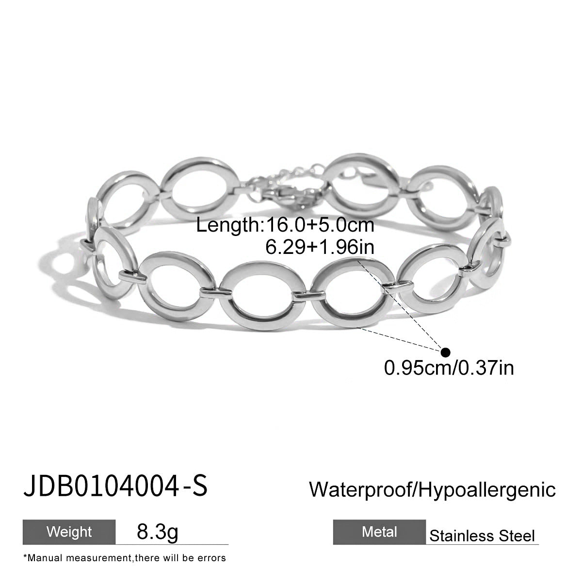 Pulsera de cadena cubana de acero inoxidable chapado geométrico para mujer