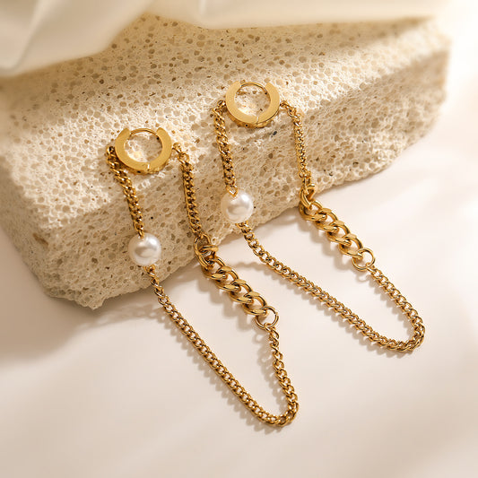 Orecchini a Nappa Geometrici Minimalisti in Acciaio Inox Placcato Oro 18K da Donna