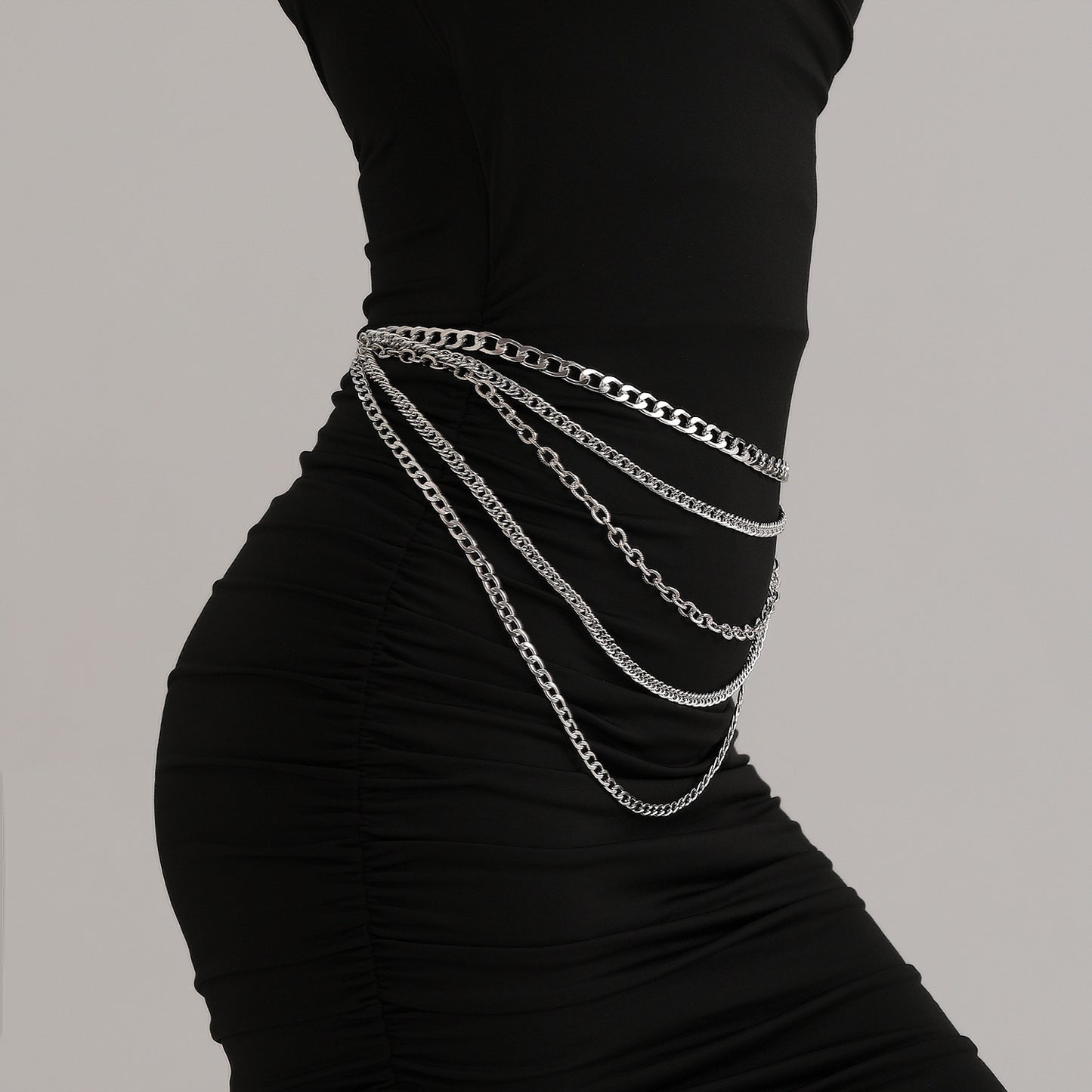 Punk Style Multi-Layer Metal Waist Chain for Women with Lobster Clasp, Minimalist Body Chain, Adjustable Layered Waist Jewelry
