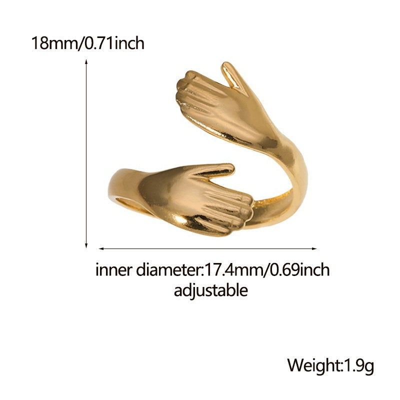 Hip-hop Punk Hand Shape Plated Titanium Steel Adjustable Ring for Unisex