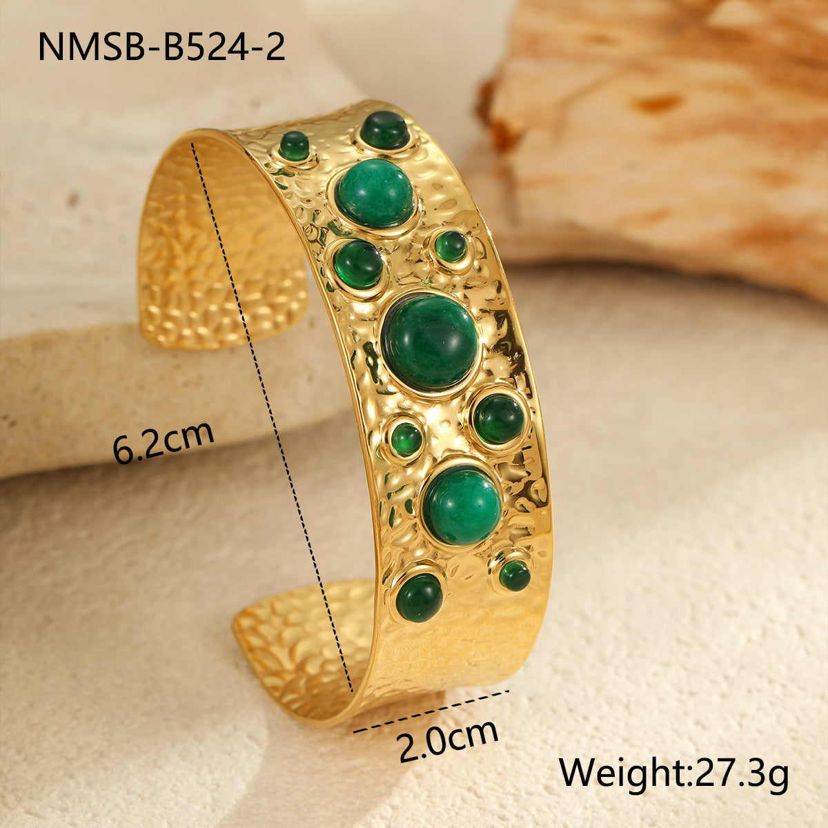 Vintage French Style Geometric Shaped Titanium Steel Bracelet with Colorful Natural Stones and Electroplated Finish for Women