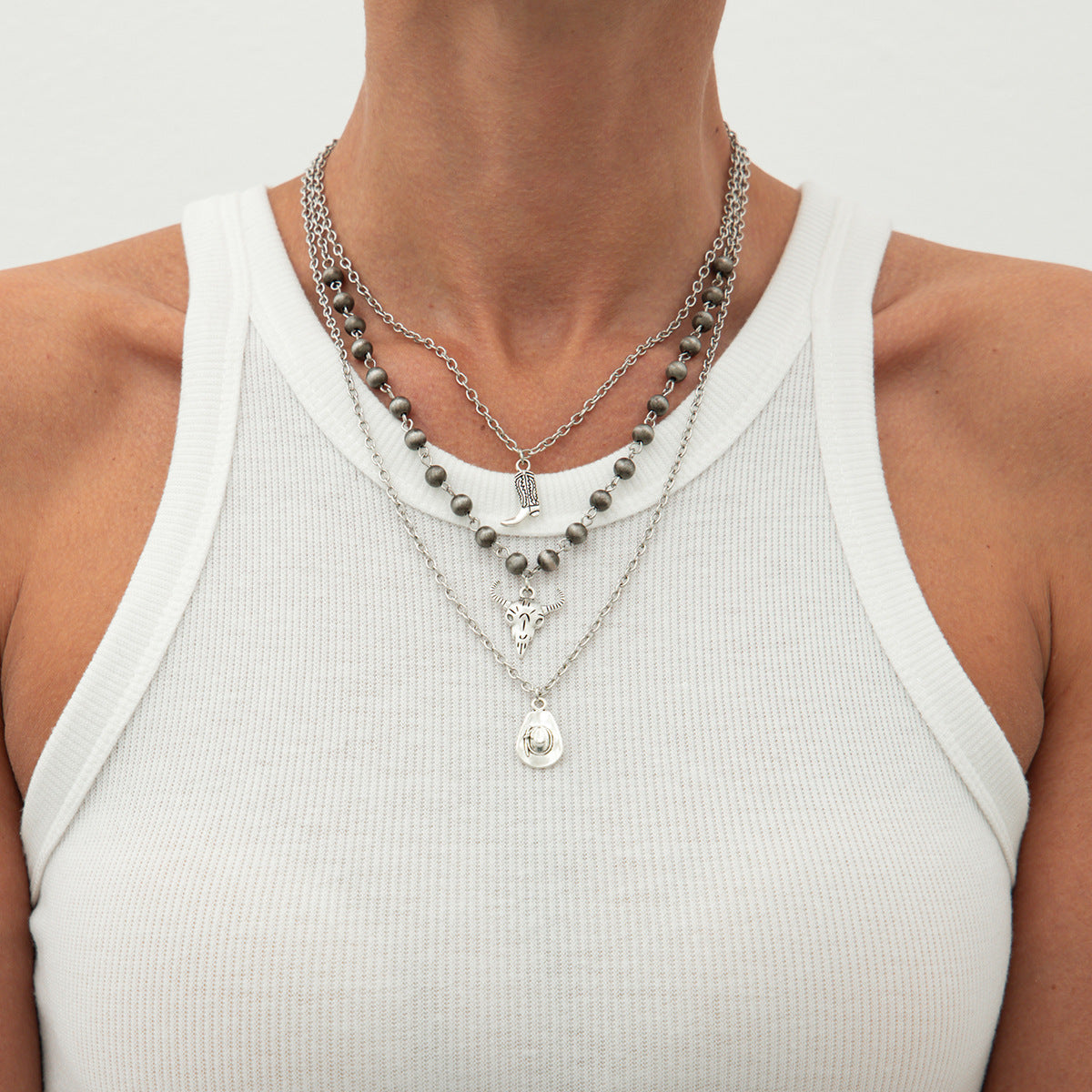 Vintage Bohemian Y-Shaped Tassel Necklace with Turquoise Heart Pendant in Alloy with Plated Finish