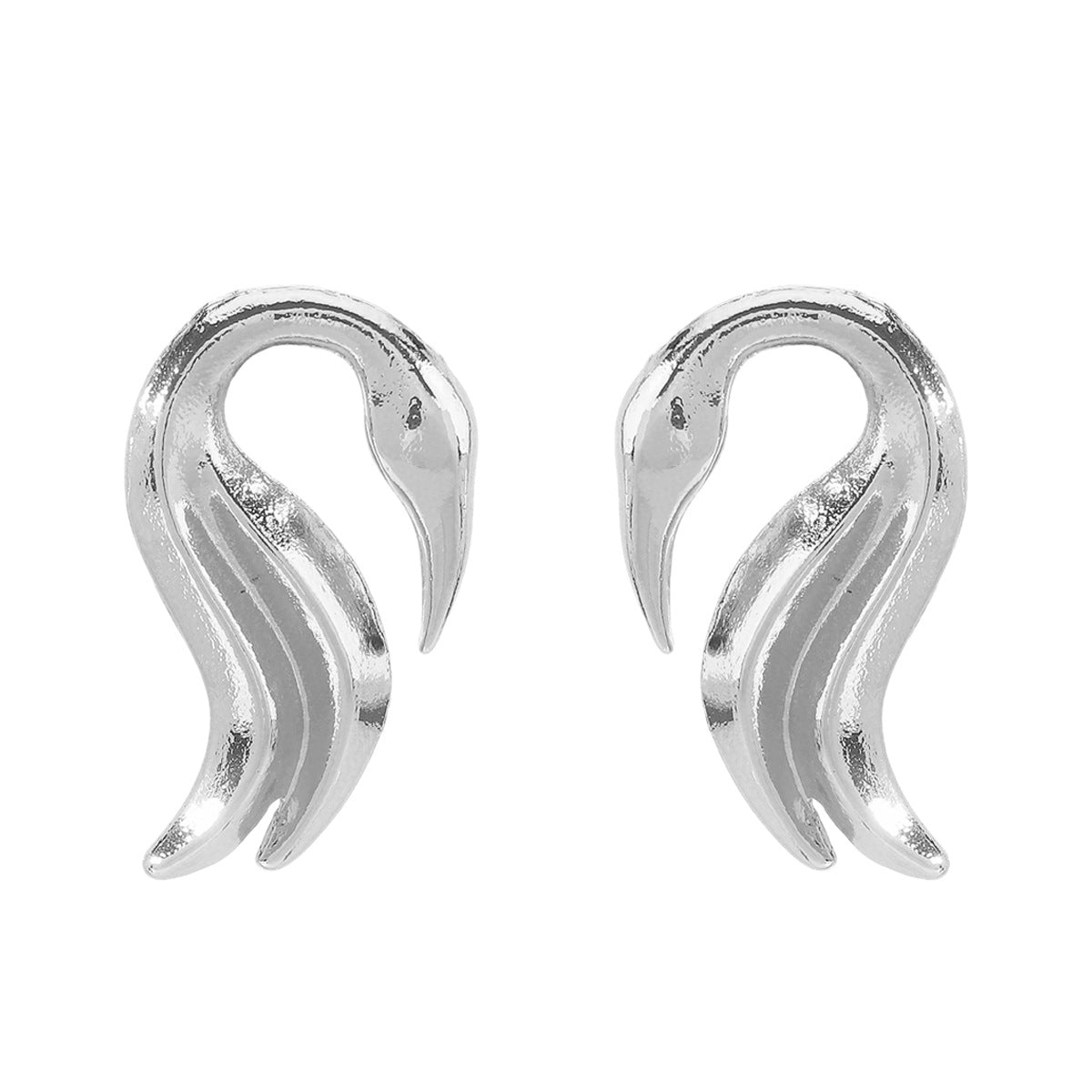 Minimalist Swan-Shaped Geometric Zinc Alloy Earrings for Women with Plated Finish