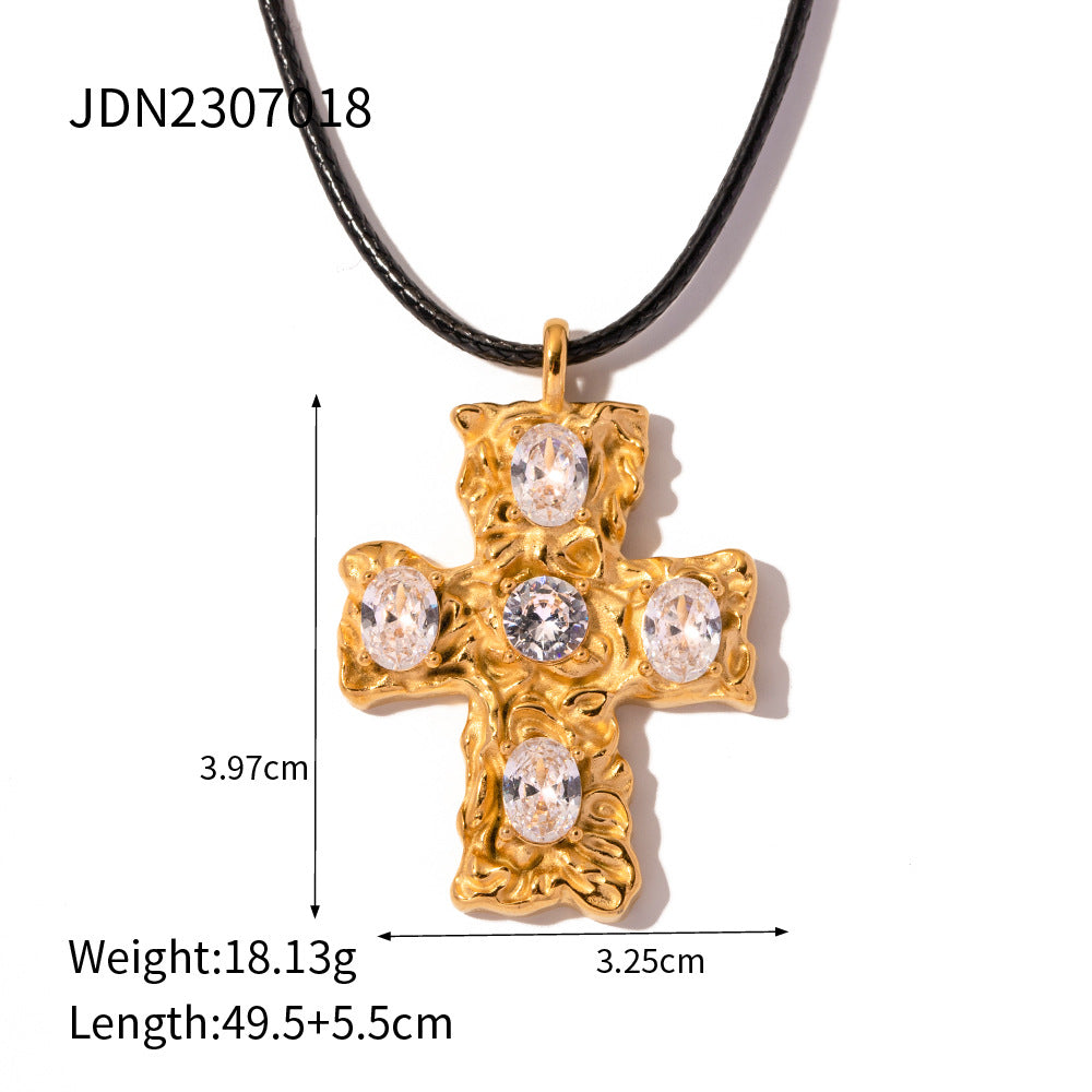 Trendy Ins Style 18K Gold Plated Stainless Steel Curved Tube Circle Pendant Necklace Unisex