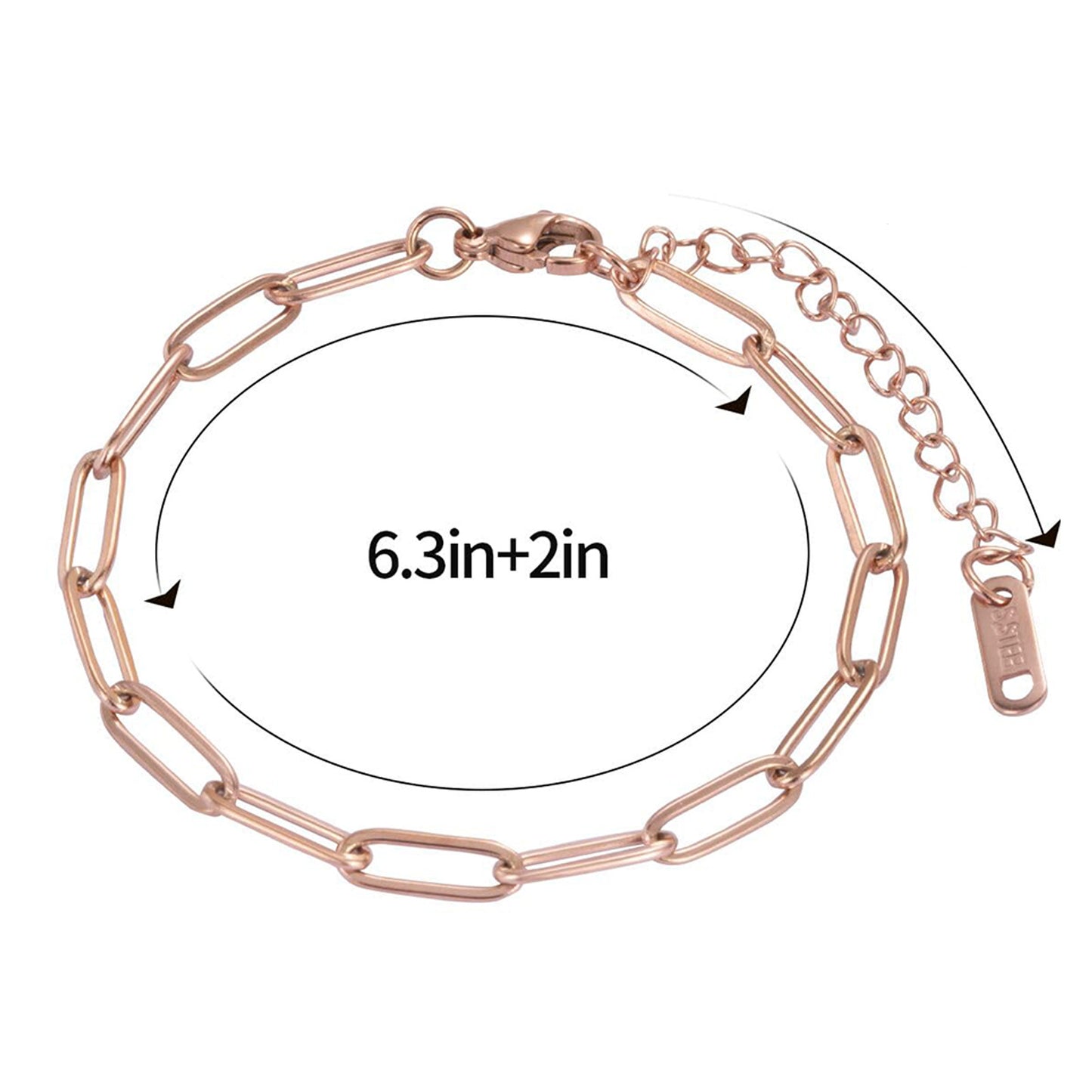 Punk Hip-hop Geometric Rose Gold Plated Titanium Steel Bracelet for Women