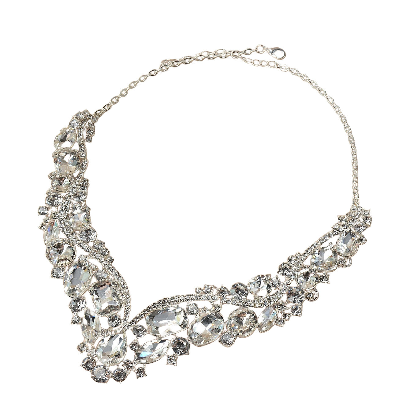 Parure esagerata di collana e orecchini floreali placcati in lega per gioielli da sposa da donna