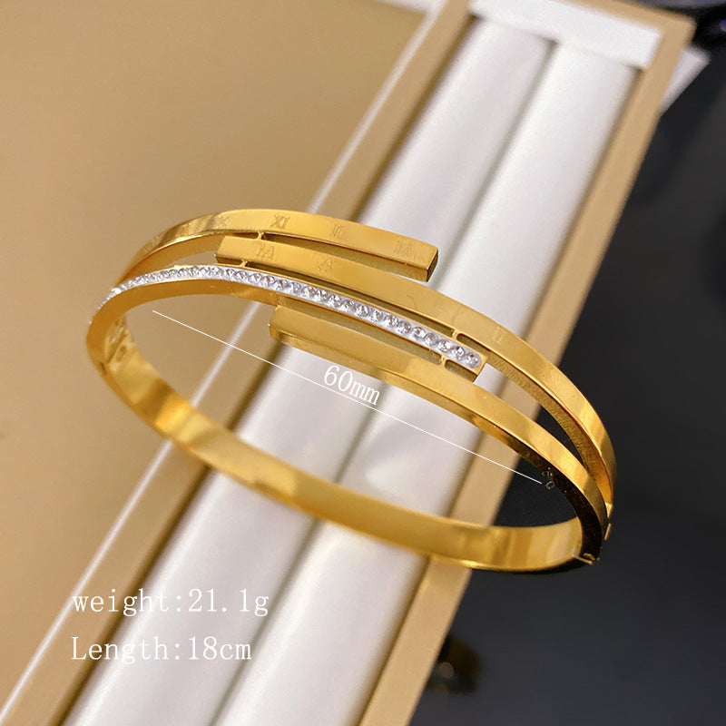 Vintage Titanium Steel Cross Roman Numeral Bracelet Plated Finish