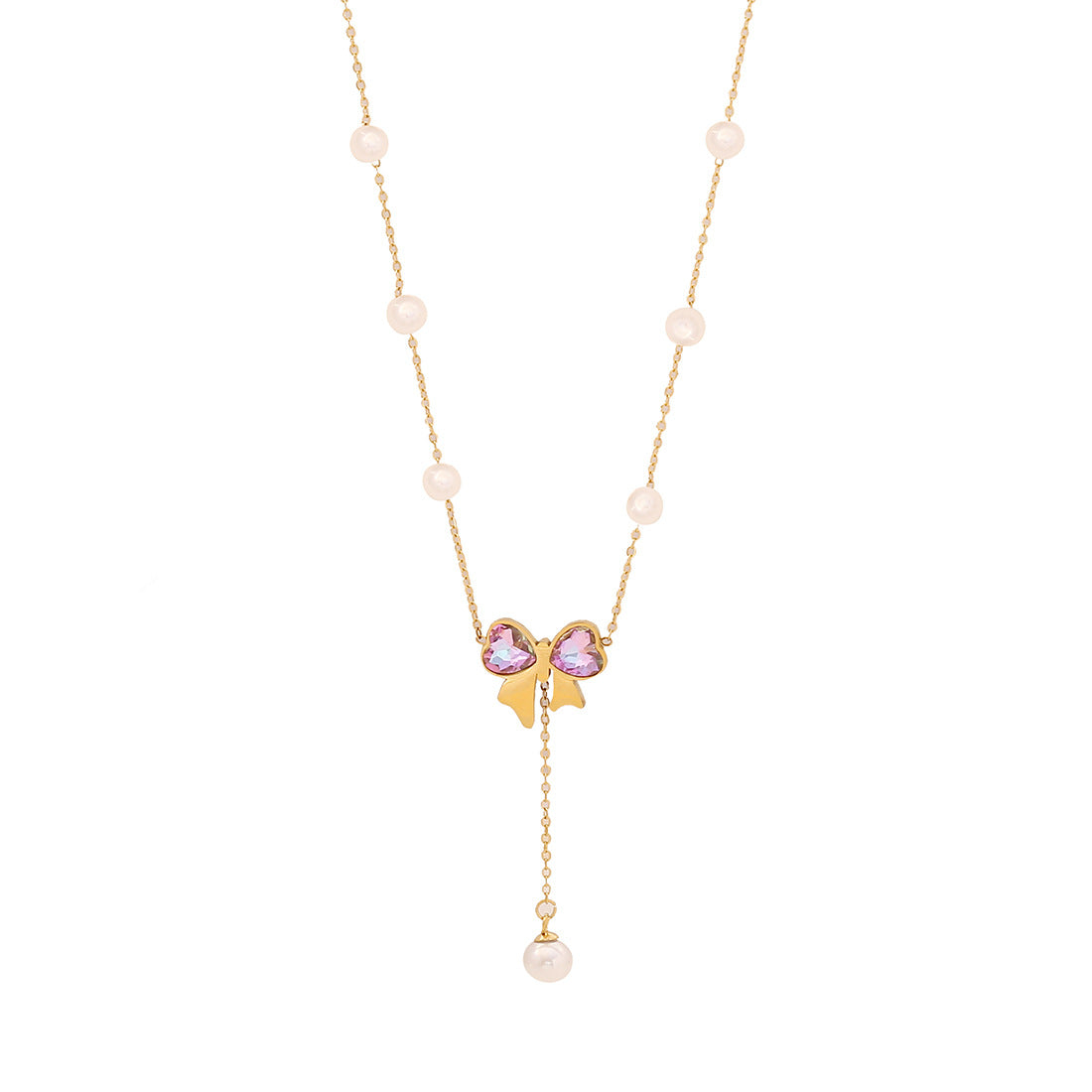 Fashionable Bowknot Pendant Necklace Set in Stainless Steel with Plated Finish for Women, Snake Chain Locket Necklace