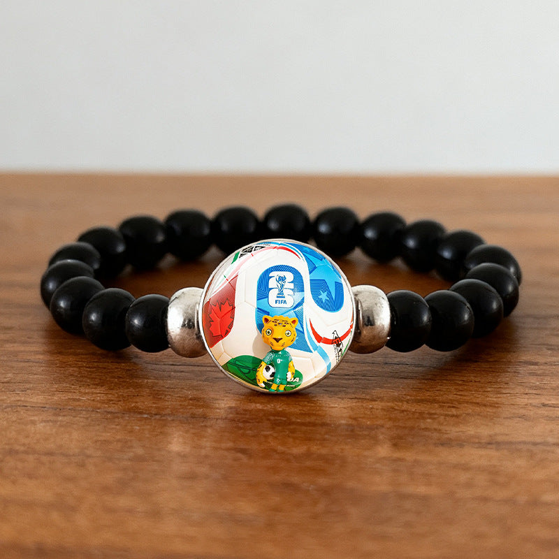 Geometric Crystal Beaded Bracelet Unisex Black Wristband
