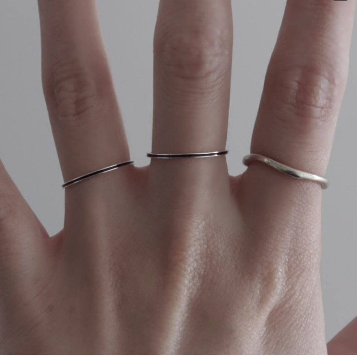 Minimalist Vintage 925 Sterling Silver Geometric Line Ring for Women