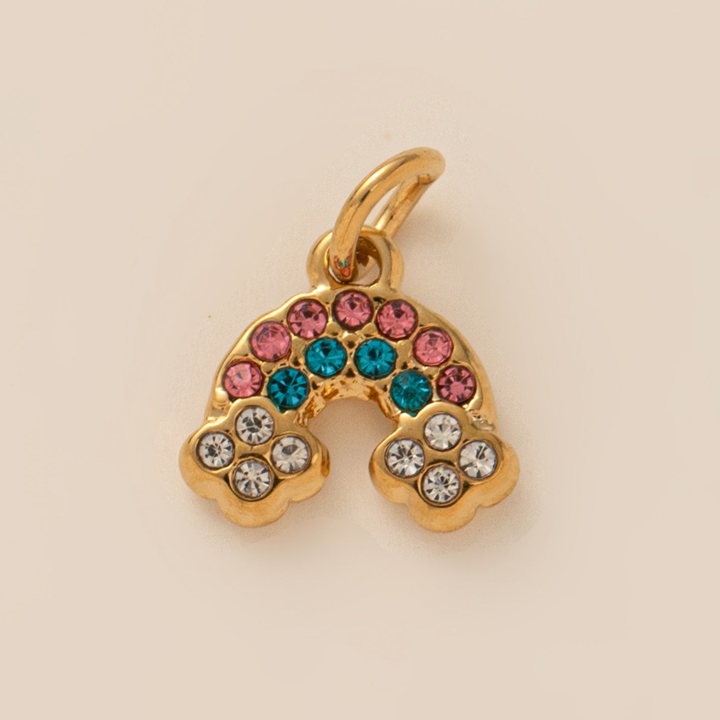 Vintage 18K Gold Plated PVD Stainless Steel Square Cubic Zirconia Inlaid Airplane Charm Bar