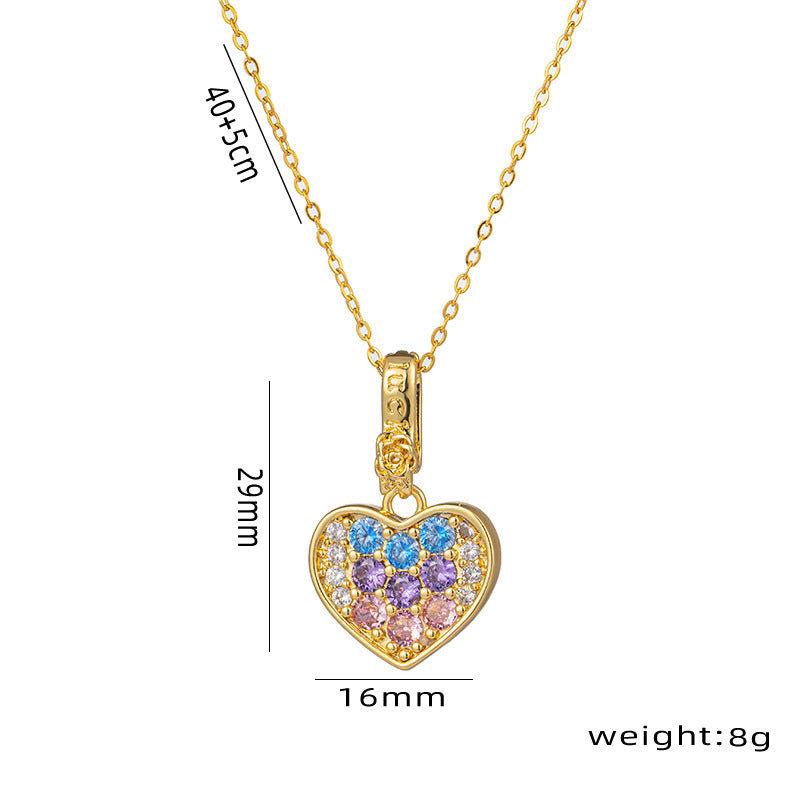 Minimalist Heart-Shaped Titanium Steel Pendant Necklace with Rhinestone Inlay on O-Chain for Women