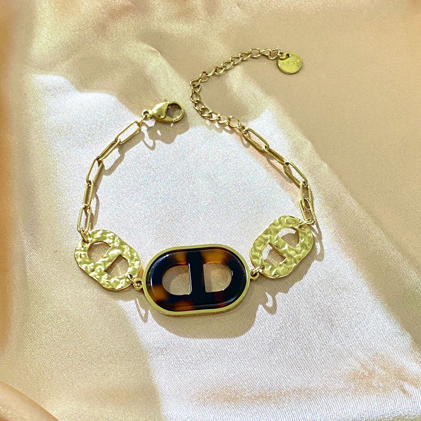 Sweet Luxury Geometric Heart Butterfly Shell Inlay Stainless Steel Bracelet for Women