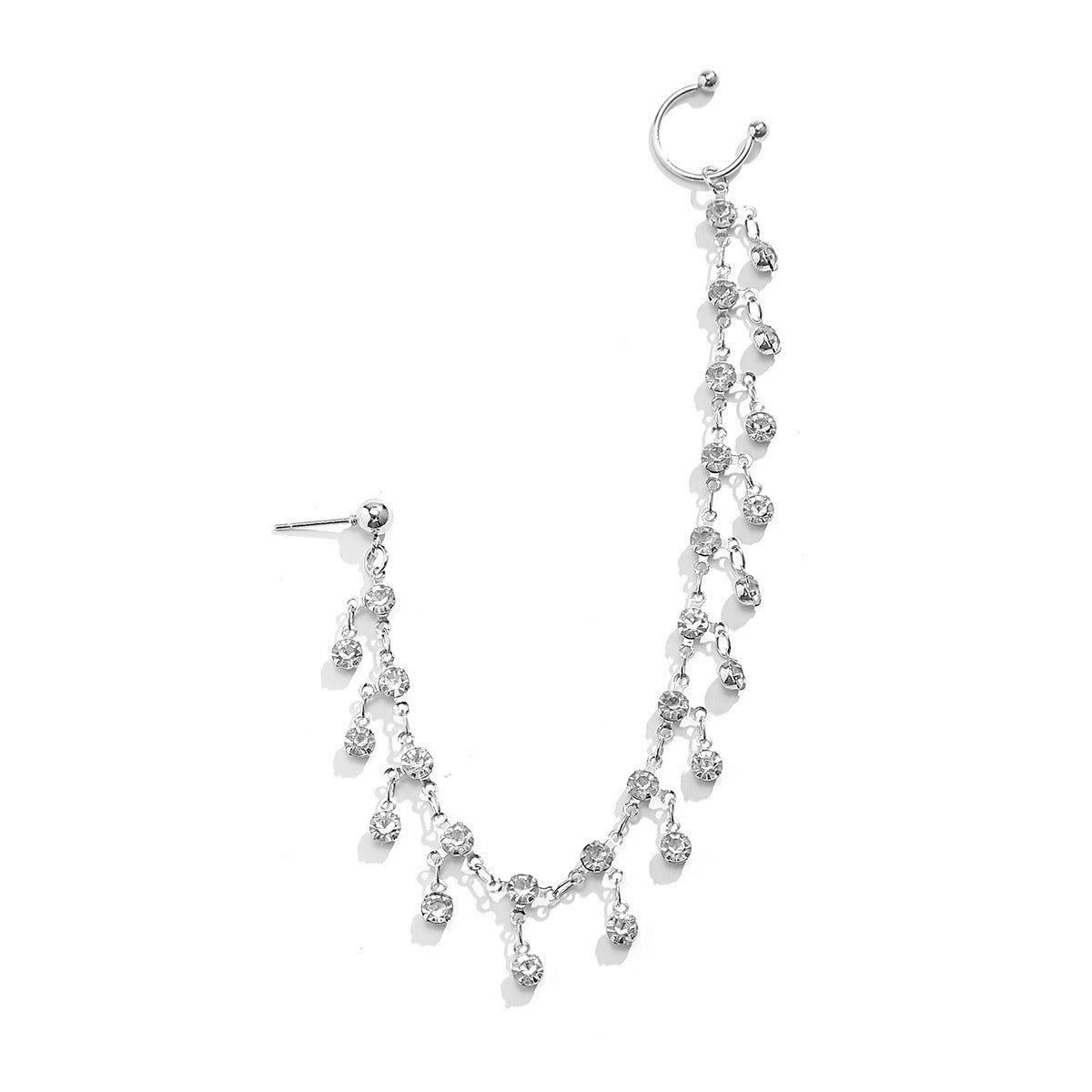 Sweet Minimalist Ethnic Geometric Crystal Plated Alloy Nose Ring with Tassel