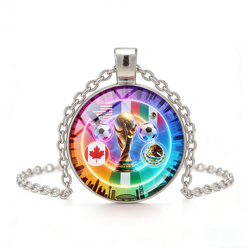 Collana unisex in lega placcata con pendente rotondo casual con cristalli geometrici