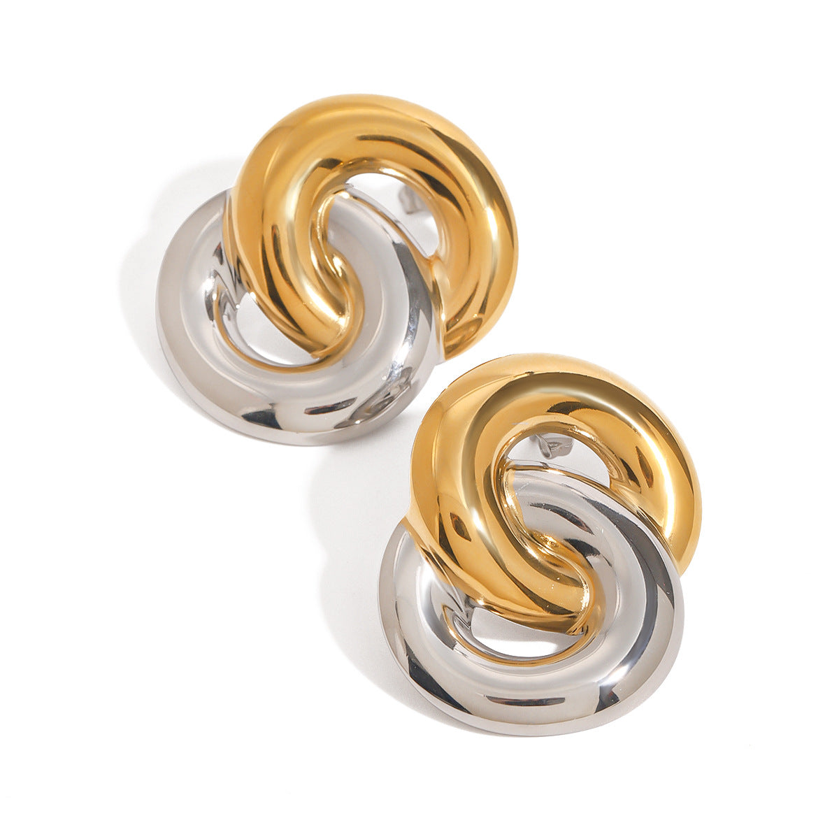 Pendientes de acero inoxidable geométricos con acabado chapado para mujer, joyería de moda minimalista de lujo