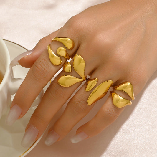 Set di anelli da donna con motivo a spirale geometrica, in lega di zinco con finitura placcata