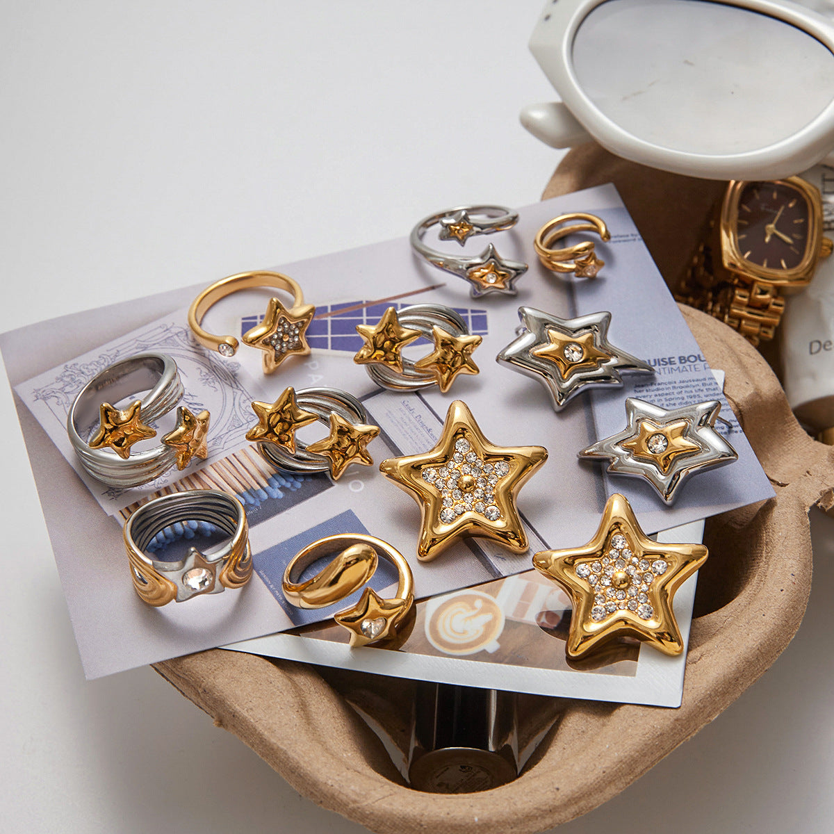 Minimalist Star Stainless Steel Plated Ring for Women