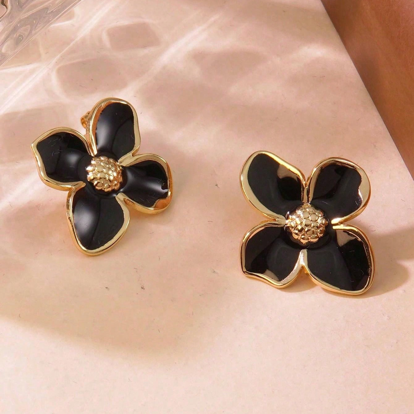 Vintage Sweet Floral Drip Oil Titanium Steel Earrings for Women