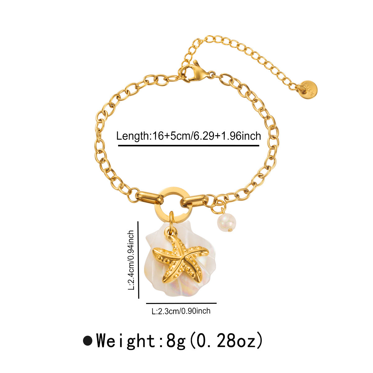 Bracciale con ciondoli a tartaruga e conchiglia in acciaio inossidabile placcato oro 14K per donne e uomini, gioiello a tema animale estivo da spiaggia