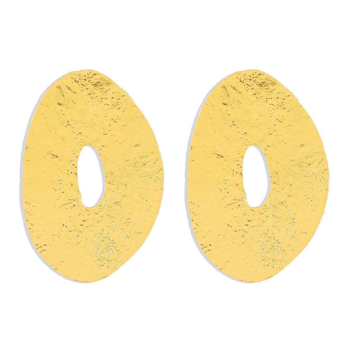 Pendientes de aro de metal geométricos para mujer con acabado galvanizado y diseño brillante irregular