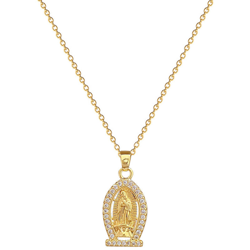 Collana a catena con ciondolo a uovo in acciaio al titanio di lusso geometrico e intarsio di strass per uomo e donna – Stile dolce