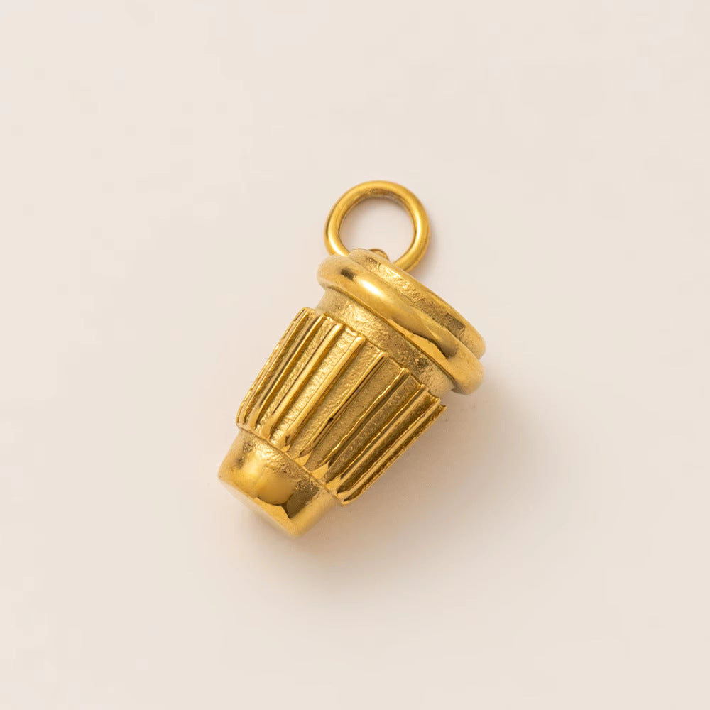 Vintage 18K Gold Plated Stainless Steel Strawberry Charm Bar for Women