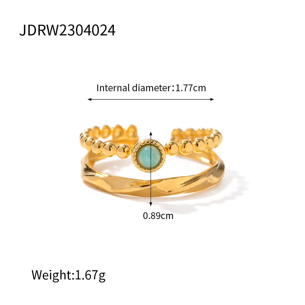 Color Block Geometric Stainless Steel and Titanium Steel Plated Ring and Earring Clip Set for Women
